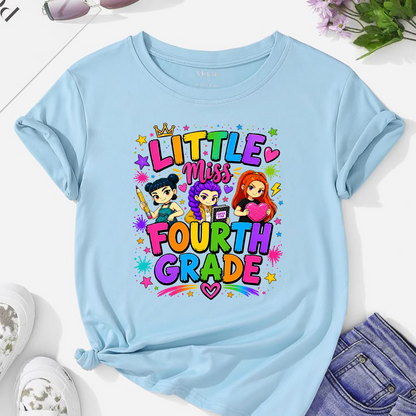 Fourth Grade Girl PNG | Cute Back to School Shirt Design | Colorful Student Sublimation Graphic | Instant Digital Download