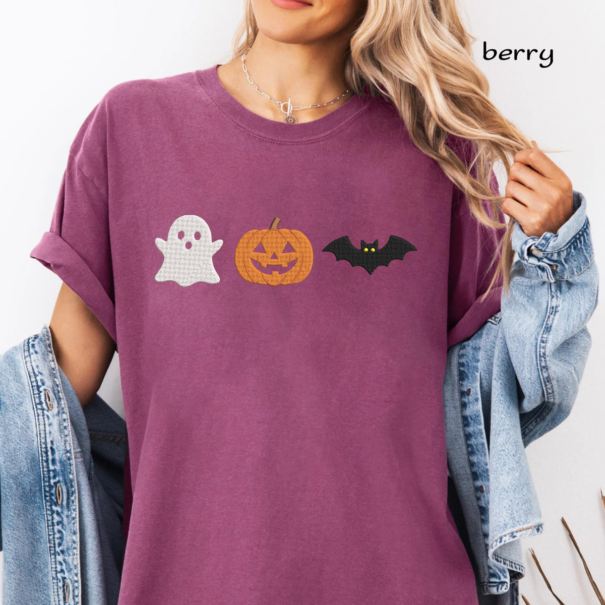Ghost Pumpkin Bat Trio Machine Embroidery Design - Minimalist Halloween Line Digital File (4in, 5in, 7in, 9in) - EMB, DST, JEF, EXP, PES, VP3, HUS, XXX
