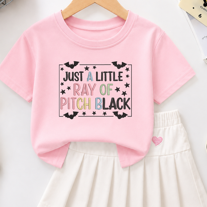 Just A Little Ray Of Pitch Black Machine Embroidery Design - Funny Pastel Goth Halloween Quote Digital File (4in, 5in, 7in, 9in) - EMB, DST, JEF, EXP, PES, VP3, HUS, XXX