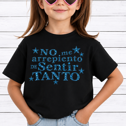 No Me Arrepiento De Sentir Tanto PNG Sublimation Design - Spanish Blue Diamond Rhinestone Glitter Quote Digital File (4500x5000px, 300 DPI Transparent PNG)