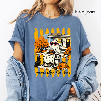 Cute Ghost Halloween PNG | Vintage Fall Porch Pumpkin Graphic | Cozy Spooky Season Shirt Design | Sublimation | Instant Digital Download
