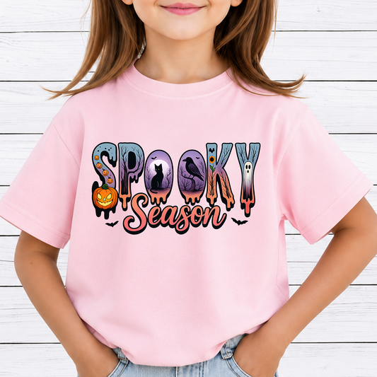 Spooky Season PNG Sublimation Design - Retro Halloween Shirt Digital Download - Ghost Pumpkin Black Cat Raven 300 DPI PNG File