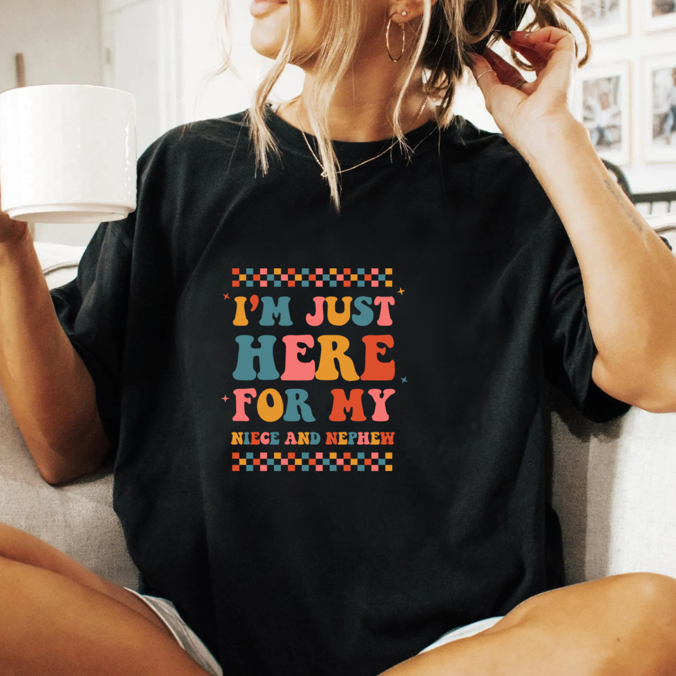 I'm Just Here For My Nephew PNG Bundle, Funny Family Quote Sublimation Designs, Aunt Uncle Shirt PNG, Digital Download