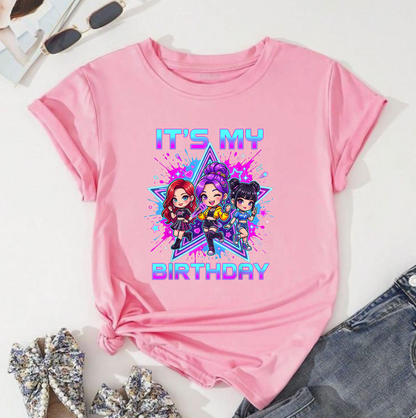 It's My Birthday PNG, Cute K-Pop Chibi Girls, Birthday Party Shirt Design, Pop Star Sublimation, Printable PNG Digital Download