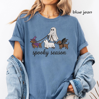 Ghost Walking Dachshund Dogs Machine Embroidery Design - Spooky Season Pet Lover Digital File (4in, 5in, 7in, 9in) - EMB, DST, JEF, EXP, PES, VP3, HUS, XXX