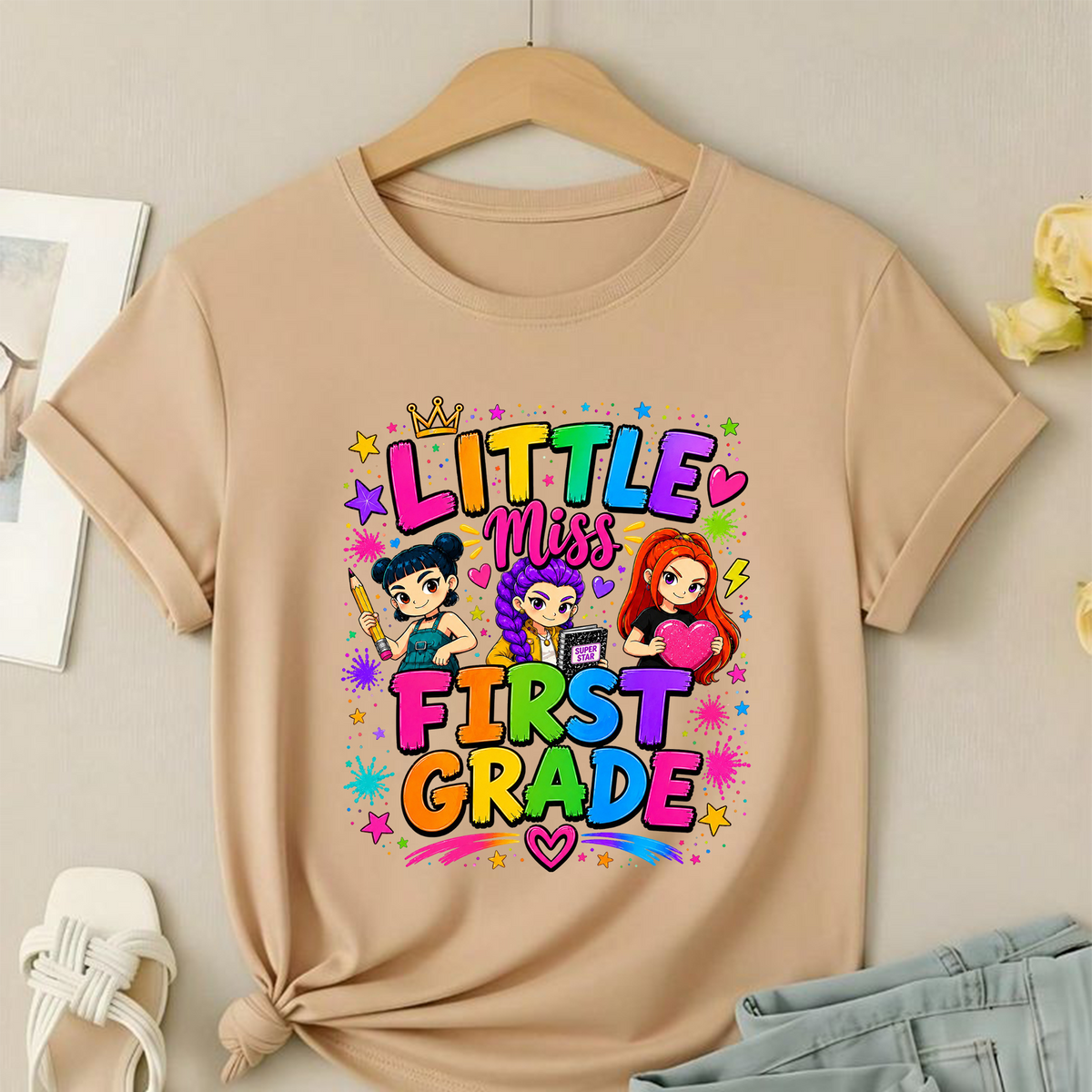 First Grade Girl PNG | Cute Back to School Shirt Design | Colorful Student Sublimation Graphic | Instant Digital Download
