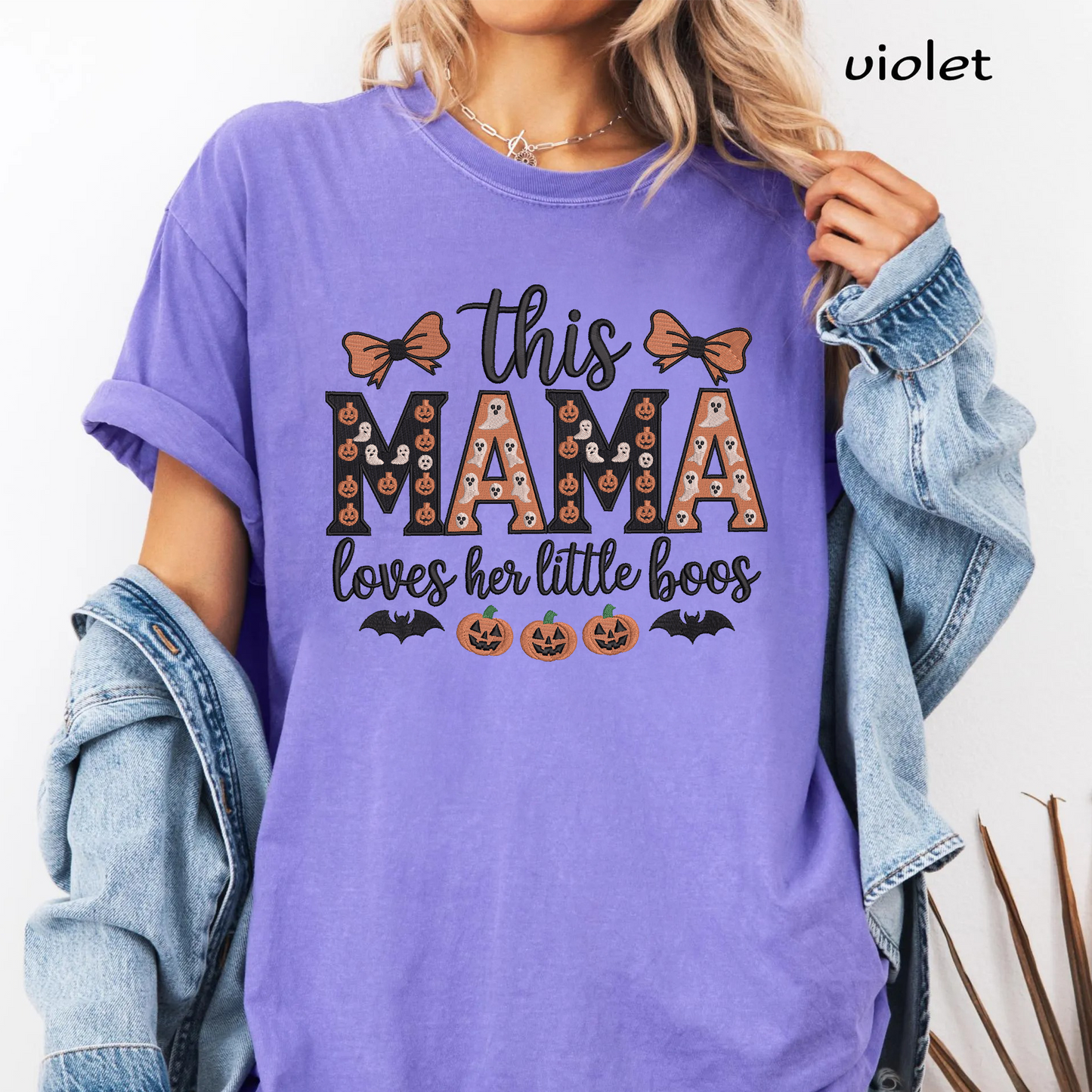 This Mama Loves Her Little Boos Machine Embroidery Design - Spooky Halloween Mama Digital File (4in, 5in, 7in, 9in) - EMB, DST, JEF, EXP, PES, VP3, HUS, XXX