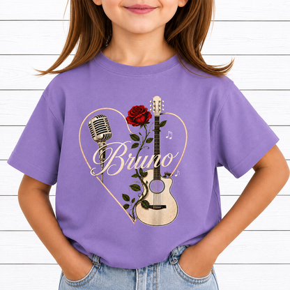 Bruno Concert PNG Sublimation Design - Vintage Acoustic Guitar Red Rose Microphone Heart Digital File (4500x5000px, 300 DPI Transparent PNG)