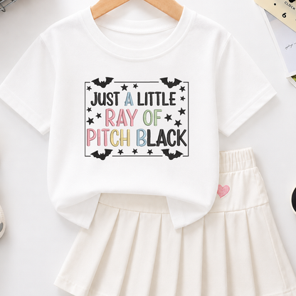 Just A Little Ray Of Pitch Black Machine Embroidery Design - Funny Pastel Goth Halloween Quote Digital File (4in, 5in, 7in, 9in) - EMB, DST, JEF, EXP, PES, VP3, HUS, XXX