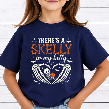 There’s a Skelly in My Belly PNG Bundle, Funny Maternity Halloween Shirt Design, Pregnant Skeleton