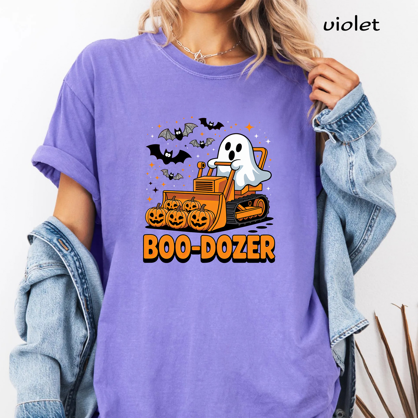 Boo Dozer PNG Sublimation Design - Cute Construction Ghost Bulldozer Pumpkin Halloween Digital File (4500x5000px, 300 DPI Transparent PNG)