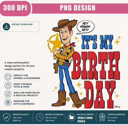 It's My Birthday PNG, Cute Cowboy Birthday Boy, Western Rodeo Shirt Design, Kids Birthday Sublimation, Digital Download