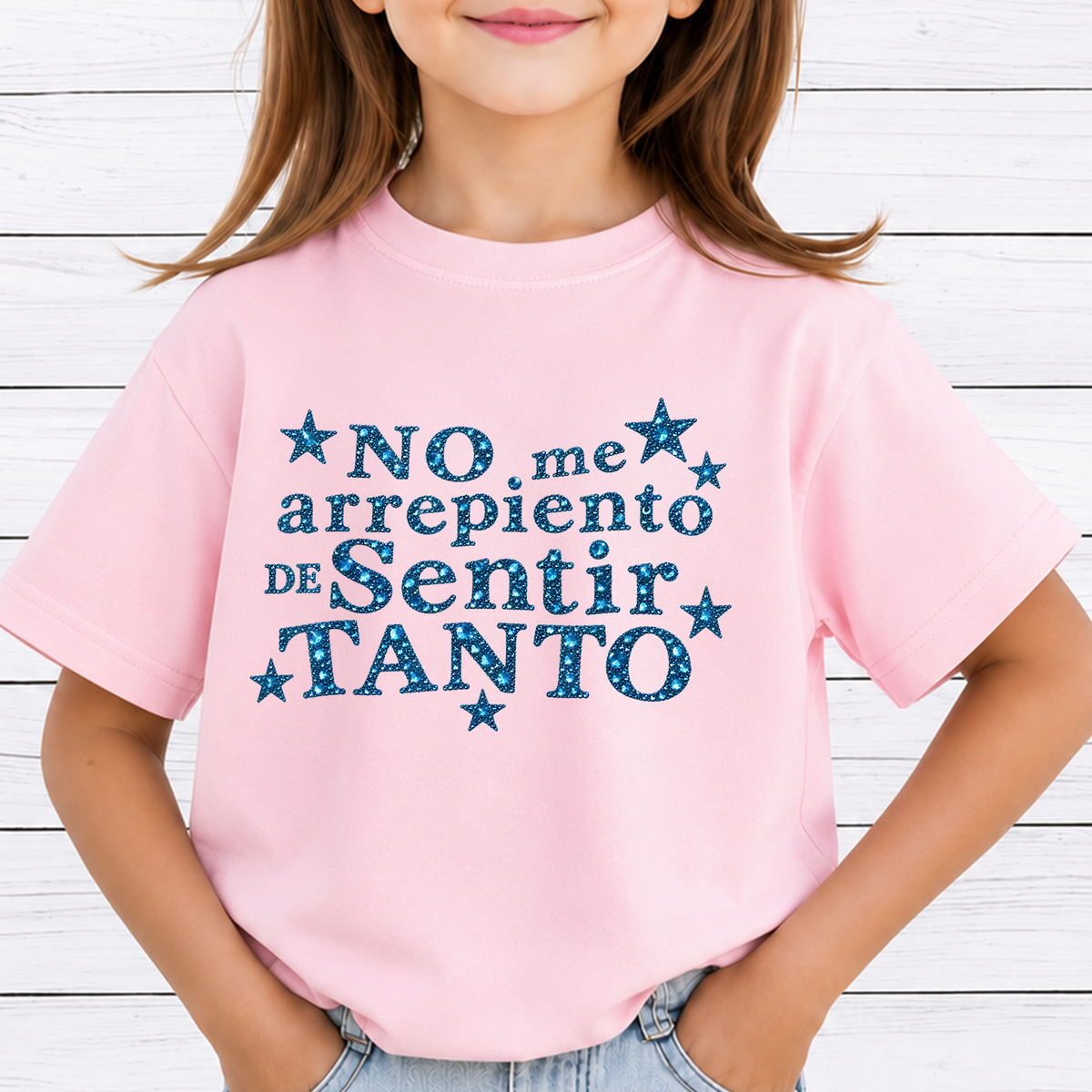 No Me Arrepiento De Sentir Tanto PNG Sublimation Design - Spanish Blue Diamond Rhinestone Glitter Quote Digital File (4500x5000px, 300 DPI Transparent PNG)