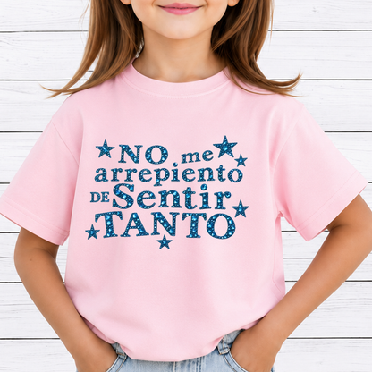 No Me Arrepiento De Sentir Tanto PNG Sublimation Design - Spanish Blue Diamond Rhinestone Glitter Quote Digital File (4500x5000px, 300 DPI Transparent PNG)