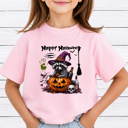 Witch Raccoon PNG Sublimation Design - Spooky Purple Hat Raccoon Pumpkin Wine Skull Digital File (4500x5000px, 300 DPI Transparent PNG)