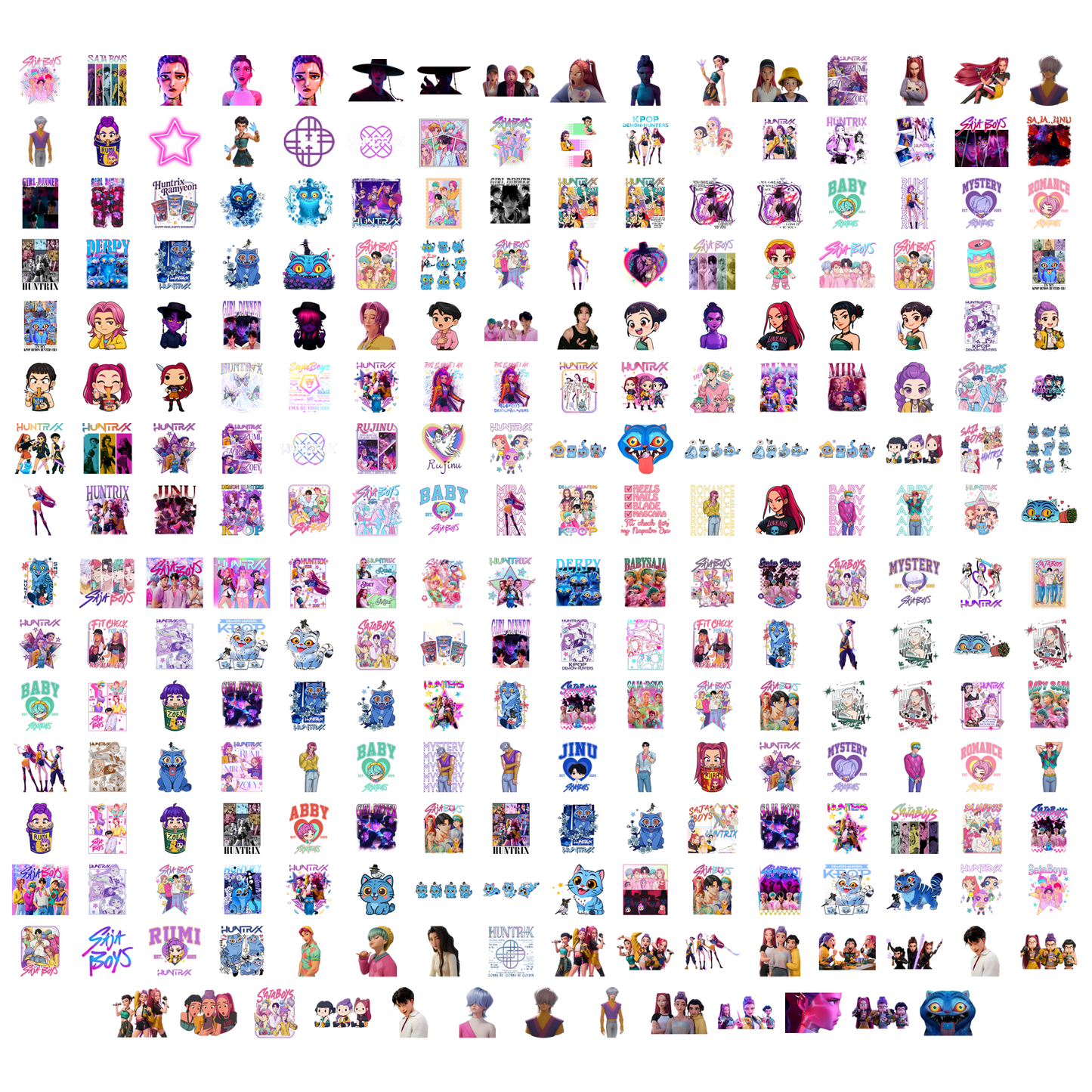 Kpop Demon Hunters PNG Mega Bundle - Saja Boys & Huntrix Chibi Sublimation Designs 300 DPI