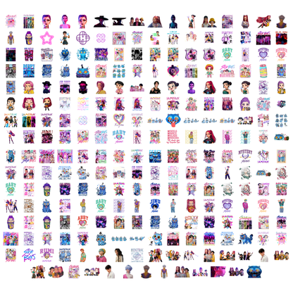 Kpop Demon Hunters PNG Mega Bundle - Saja Boys & Huntrix Chibi Sublimation Designs 300 DPI