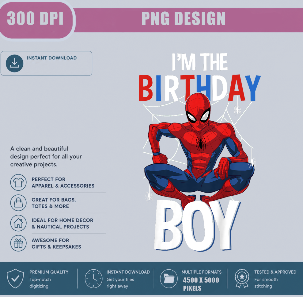 I'm The Birthday Boy PNG, Superhero Birthday Shirt Design, Hero Birthday Party Sublimation, Digital Download