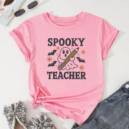 Spooky Teacher Ghost Machine Embroidery Design - Halloween Teacher Pencil Digital File (4in, 5in, 7in, 9in) - EMB, DST, JEF, EXP, PES, VP3, HUS, XXX