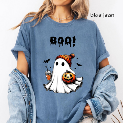 Iced Coffee Ghost PNG Sublimation Design - Cute Beanie Ghost Pumpkin Spice Latte Digital File (4500x5000px, 300 DPI Transparent PNG)