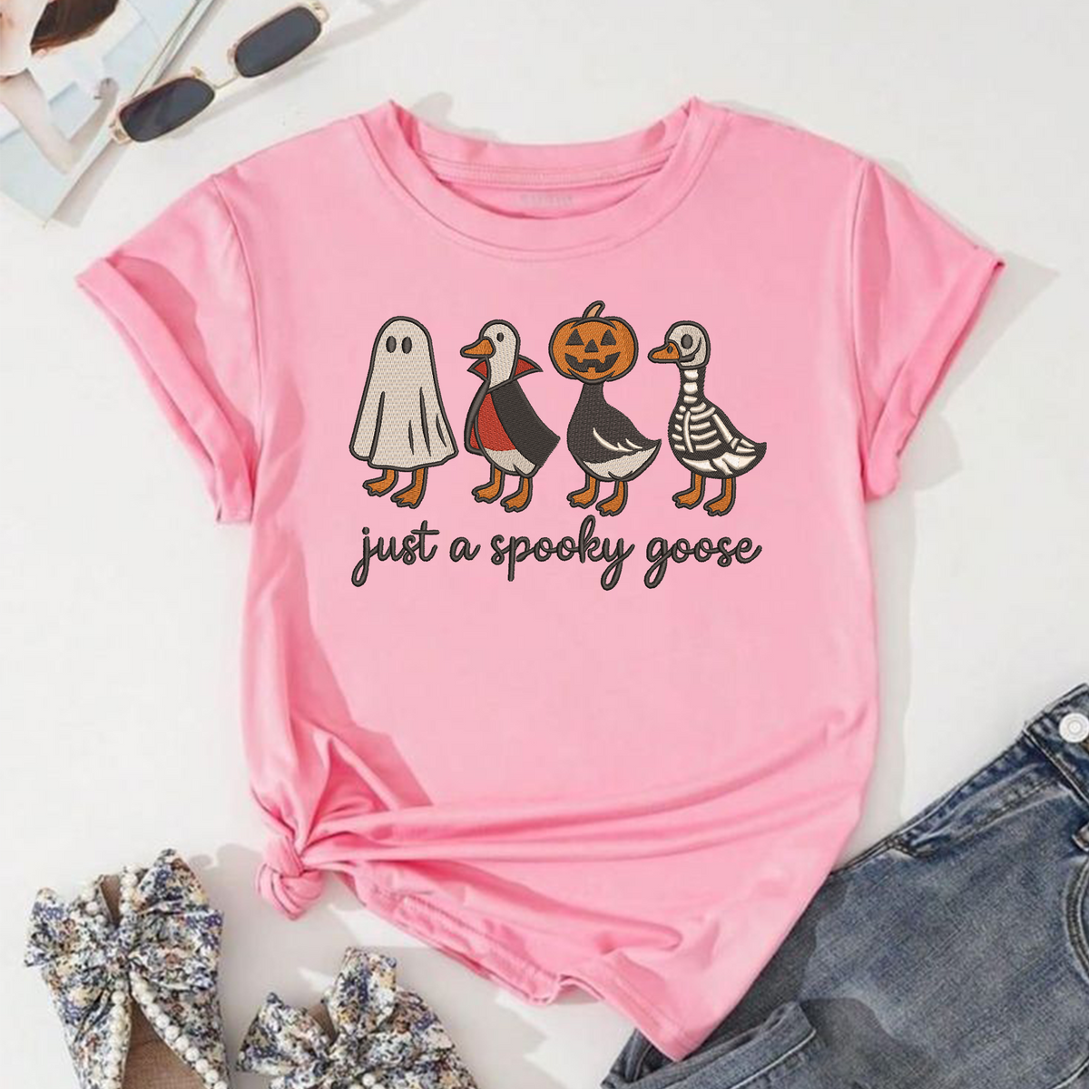 Just A Spooky Goose Machine Embroidery Design - Halloween Goose Costume Digital File (4in, 5in, 7in, 9in) - EMB, DST, JEF, EXP, PES, VP3, HUS, XXX