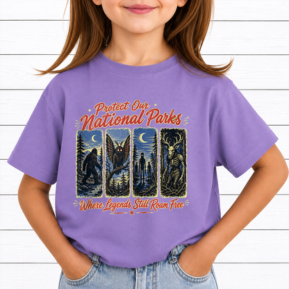 Protect Our National Parks Cryptid PNG Sublimation Design - Vintage Bigfoot Mothman Wendigo Spooky Camping Digital File (4500x5000px, 300 DPI Transparent PNG)