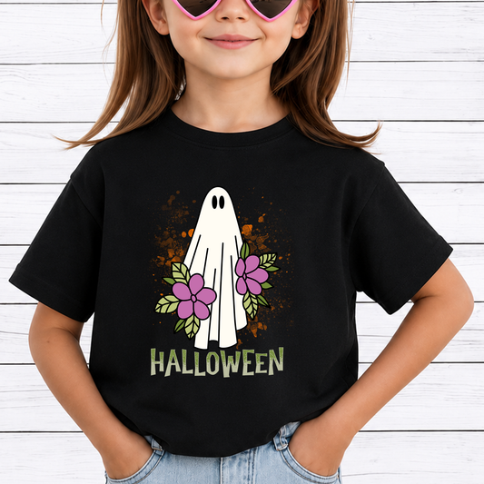 Floral Ghost PNG Sublimation Design - Cute Botanical Flower Sheet Ghost Halloween Digital File (4500x5000px, 300 DPI Transparent PNG)