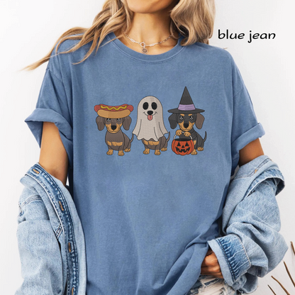 Halloween Dachshund Embroidery Design Bundle, Ghost Dog, Witch Dog & Hot Dog Doxie Machine Embroidery File, PES DST EXP JEF VP3 HUS XXX