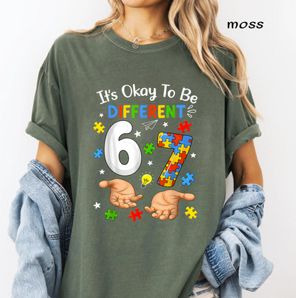 It's Okay To Be Different 67 PNG, Autism Awareness Puzzle Piece, 67th Birthday Shirt Design, Sublimation Digital Download
