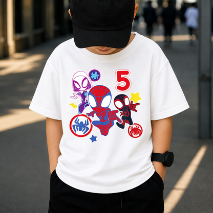 Web Hero Birthday PNG, Super Hero Boy 5th Birthday Shirt Design, Cute Comic Style Kids Sublimation, Printable Digital Download