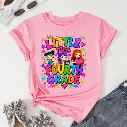 Fourth Grade Girl PNG | Cute Back to School Shirt Design | Colorful Student Sublimation Graphic | Instant Digital Download