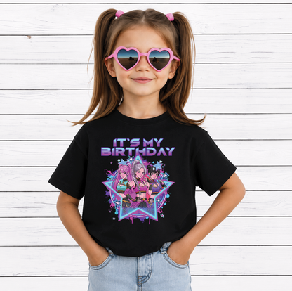 It's My Birthday PNG, Cute Kawaii Chibi Birthday Girls, Birthday Party Shirt Design, Printable PNG Digital Download