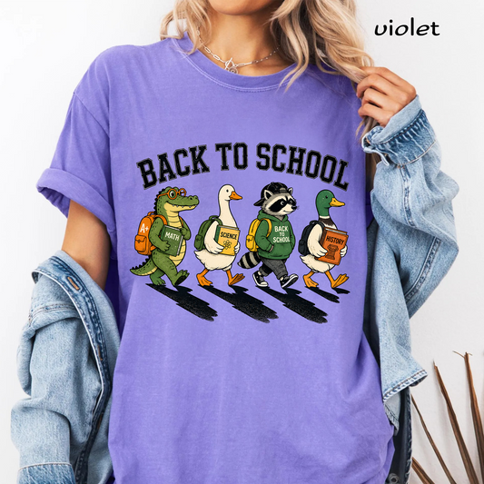Back to School Animal Friends PNG | Alligator Duck Raccoon School Shirt Design | Cute Student Sublimation | Instant Digital Download