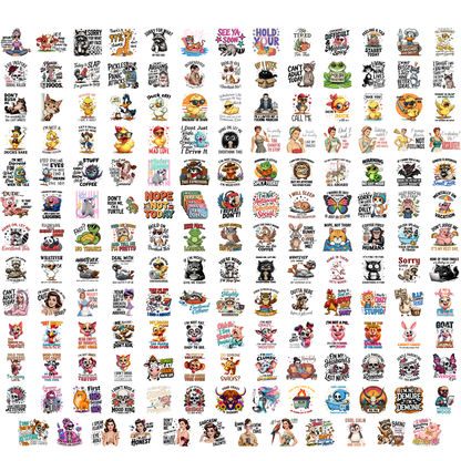 1200+ Sarcastic PNG Bundle, Funny Quotes PNG, Snarky Sublimation Designs, Raccoon Meme PNG, Retro Funny T-Shirt Design Digital Download