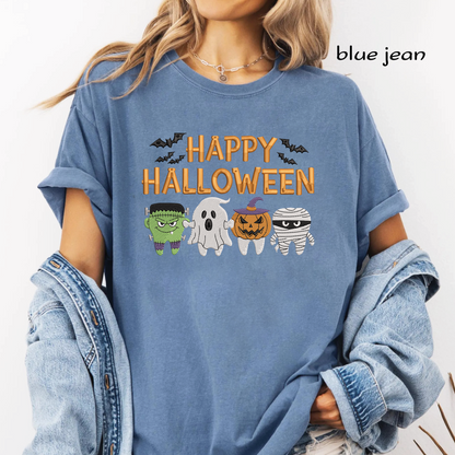 Happy Halloween Monsters Embroidery Design, Cute Frankenstein Ghost Pumpkin & Mummy Machine Embroidery File, PES DST EXP JEF VP3 HUS XXX