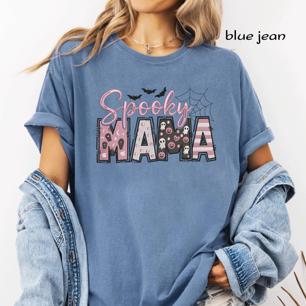 Spooky Mama Embroidery Design, Pink Halloween Mama Machine Embroidery File, Ghost Pumpkin Leopard Letters, PES DST EXP JEF VP3 HUS XXX