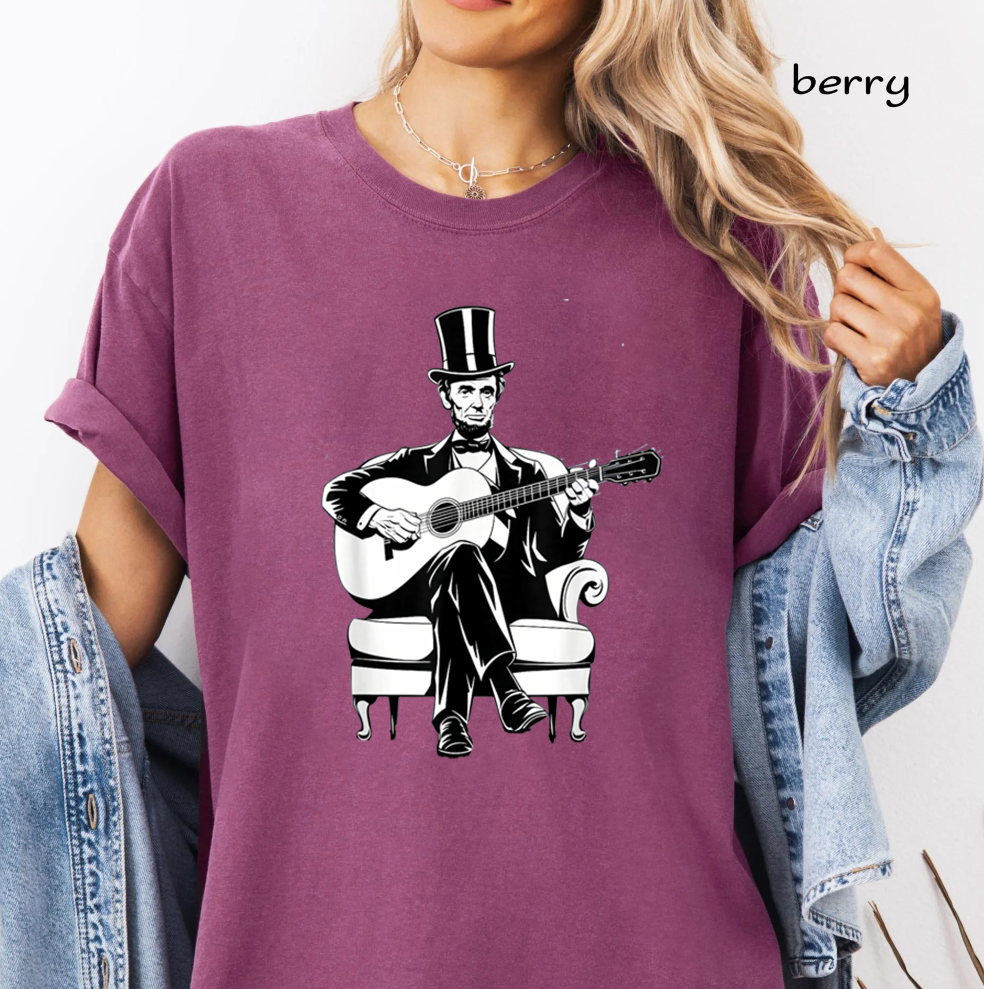 Abraham Lincoln Guitar PNG Bundle, Patriotic American Rocker Sublimation Designs, Vintage USA Guitar Shirt Digital Download