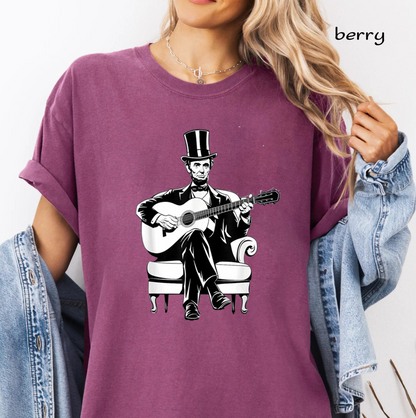 Abraham Lincoln Guitar PNG Bundle, Patriotic American Rocker Sublimation Designs, Vintage USA Guitar Shirt Digital Download
