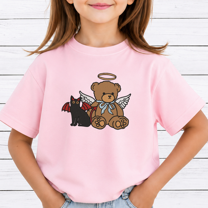 Angel Bear and Devil Cat Machine Embroidery Design - Cute Good vs Evil Halloween Digital File (4in, 5in, 7in, 9in) - EMB, DST, JEF, EXP, PES, VP3, HUS, XXX