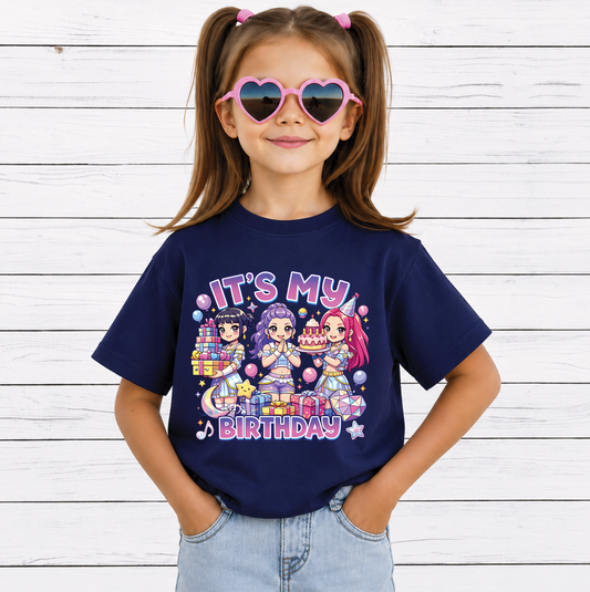 It's My Birthday PNG, Cute Kawaii Chibi Birthday Girls, Birthday Party Shirt Design, Printable PNG Digital Download