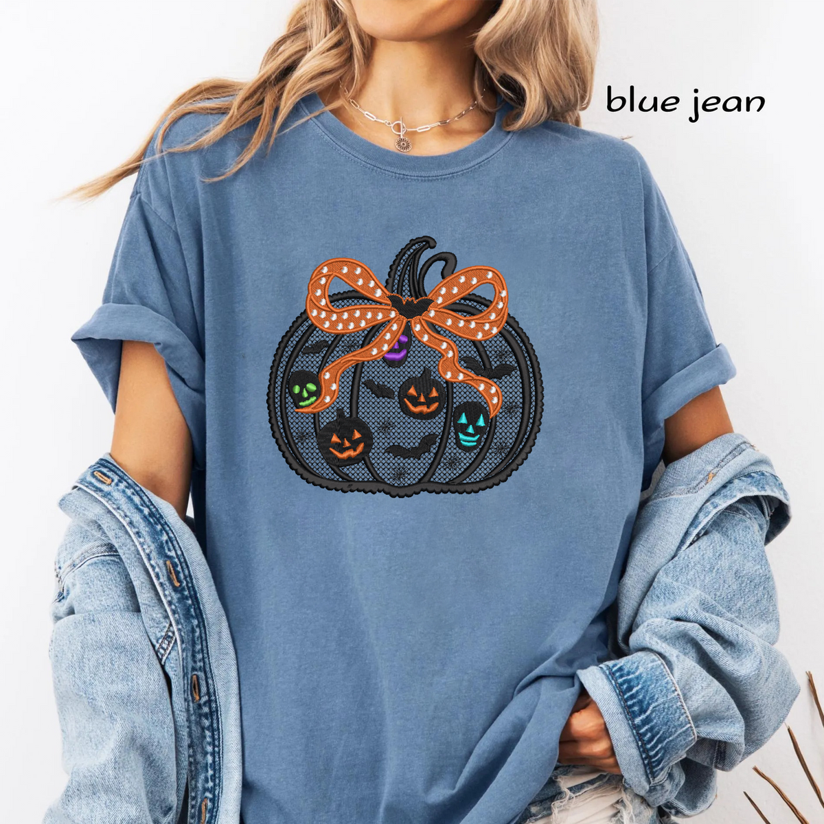 Spooky Lace Pumpkin with Bow Machine Embroidery Design - Colorful Neon Skull & Pumpkin Digital File (4in, 5in, 7in, 9in) - EMB, DST, JEF, EXP, PES, VP3, HUS, XXX