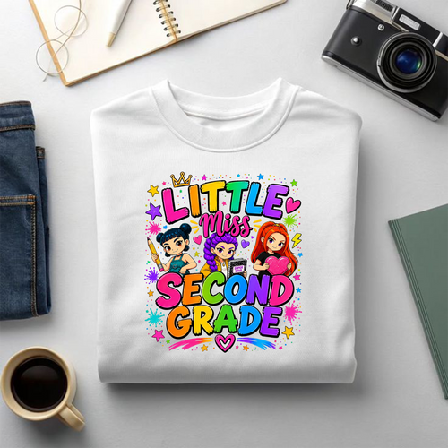 Second Grade Girl PNG | Cute Back to School Shirt Design | Colorful Student Sublimation Graphic | Instant Digital Download
