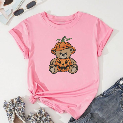 Pumpkin Teddy Bear Machine Embroidery Design - Cute Halloween Bear Digital File (4in, 5in, 7in, 9in) - EMB, DST, JEF, EXP, PES, VP3, HUS, XXX