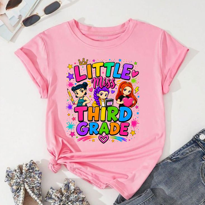 Cute Third Grade Girl PNG | Colorful Back to School Shirt Design | Kids Sublimation Graphic | Instant Digital Download