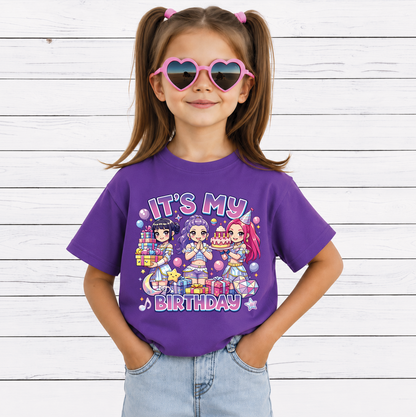 It's My Birthday PNG, Cute Kawaii Chibi Birthday Girls, Birthday Party Shirt Design, Printable PNG Digital Download