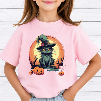 Vintage Witch Black Cat PNG Sublimation Design - Spooky Cat Mom Full Moon Pumpkin Halloween Digital File (4500x5000px, 300 DPI Transparent PNG)