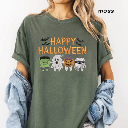 Happy Halloween Monsters Embroidery Design, Cute Frankenstein Ghost Pumpkin & Mummy Machine Embroidery File, PES DST EXP JEF VP3 HUS XXX