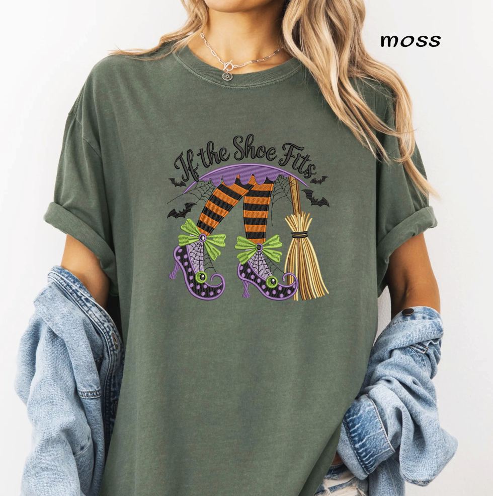 If the Shoe Fits Halloween Witch Shoes Embroidery Design, Cute Witch Boots & Broom Machine Embroidery File, PES DST EXP JEF VP3 HUS XXX