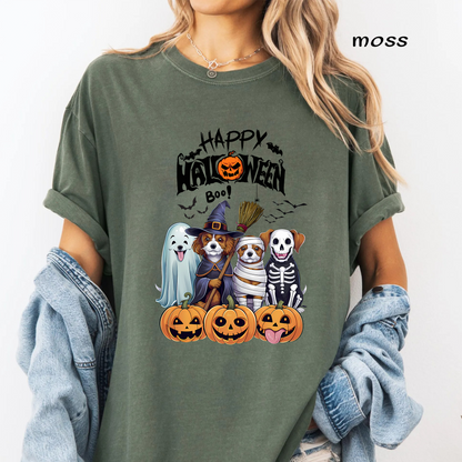 Happy Halloween Dog Squad PNG Sublimation Design - Cute Spooky Dog Mom Witch Ghost Mummy Skeleton Digital File (4500x5000px, 300 DPI Transparent PNG)