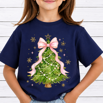 Christmas Tree PNG Bundle, Pink Coquette Christmas PNG, Retro Preppy Bow Sublimation, Girly Holiday Shirt Design, DTF Download